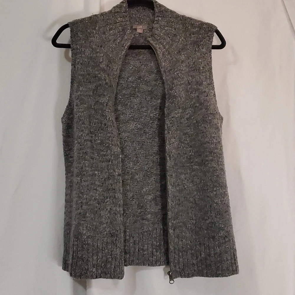 J. Jill Sweater Vest Full Zip Casual Work Business Warm Wool Alpaca Blend Gray - Picture 3 of 6